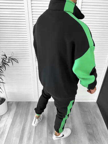 Trening barbati slim fit negru Pantaloni + Hanorac K156 O3-3.1